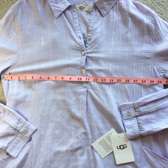 NWT UGG Lavender/Metallic Gabri Plaid Sleep Shirt - Picture 5 of 9